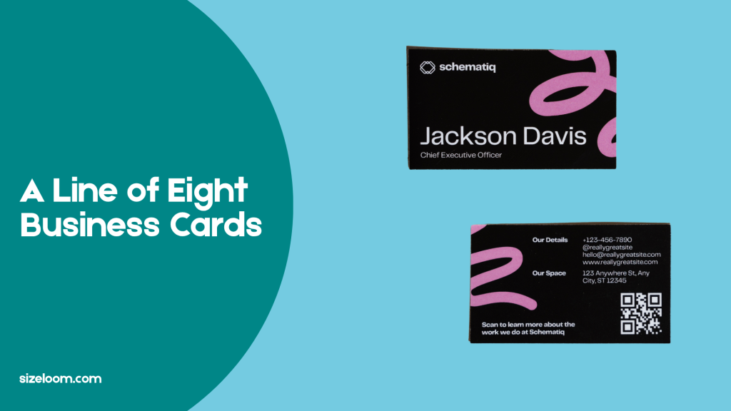 A Line of Eight Business Cards