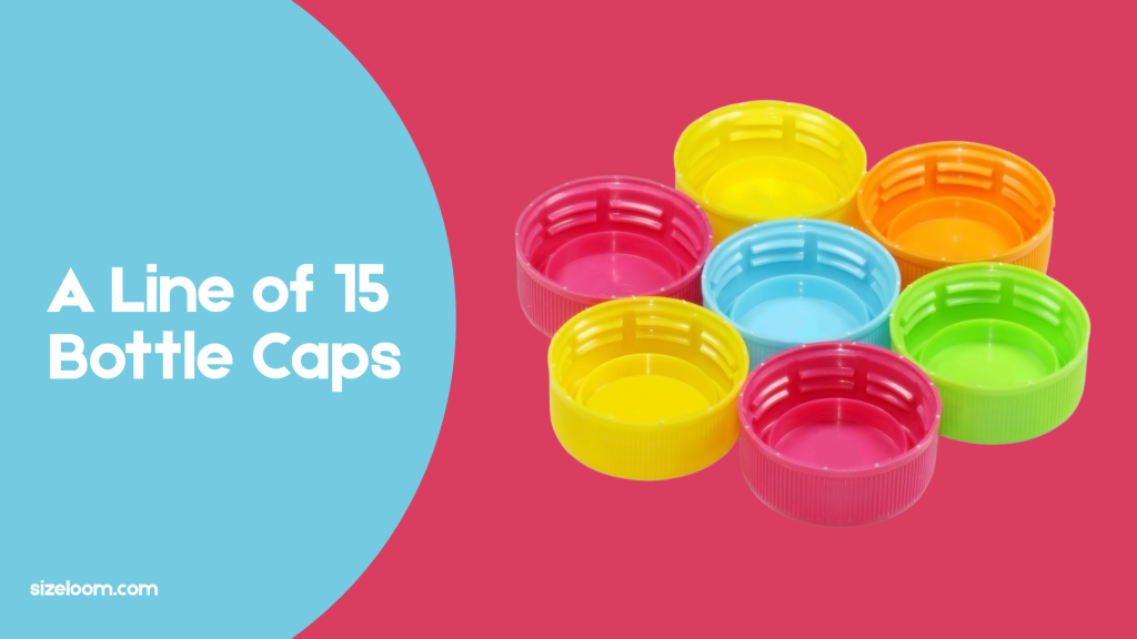 A Line of 15 Bottle Caps